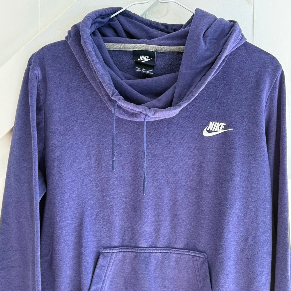 NIKE Sportswear Women's Funnel-neck Hoodie Mystic Navy Size Medium‎ Sweatshirt